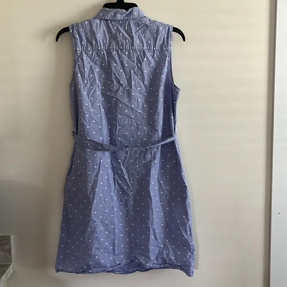 Tommy Hilfiger Classic Button Down Collared Sun Dress Sz 8 Blue Polka Dot White - Picture 6 of 12